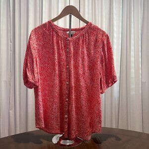 Universal Thread Short Sleeve Blouse Red Size XL